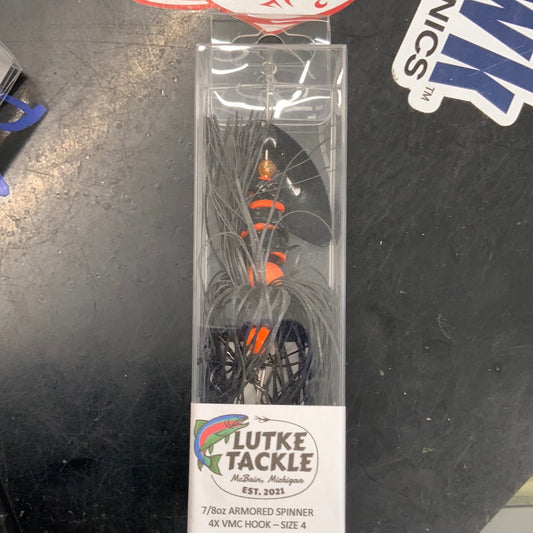 Armored Spinner 7/8oz 4x VMC Hook Orange/Black Armor Spinner