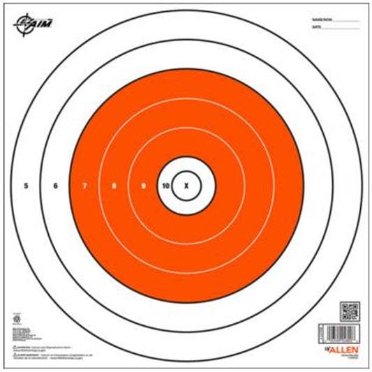 Allen Company EZ Aim Paper Bull's-Eye Target 12"x12" White And Orange