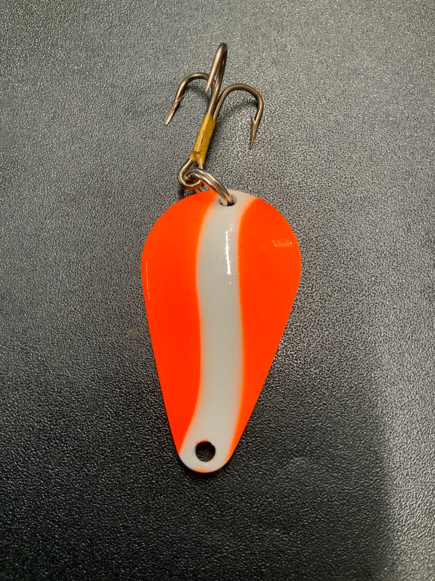 Dons Tackle Casting Spoon 1/2 oz Oranged White Stripe White Back
