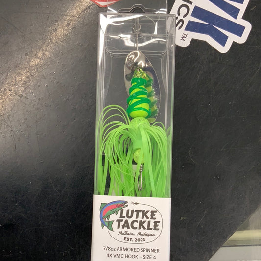Armored Spinner 7/8oz 4x VMC Hook Green/Green Armor Spinner