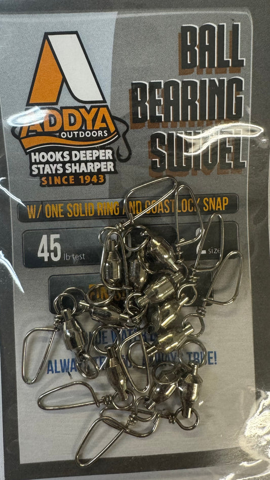 ADDYA-BALL BEARING SWIVEL W/ONE SOLID RING AND COSTALOCK SNAP