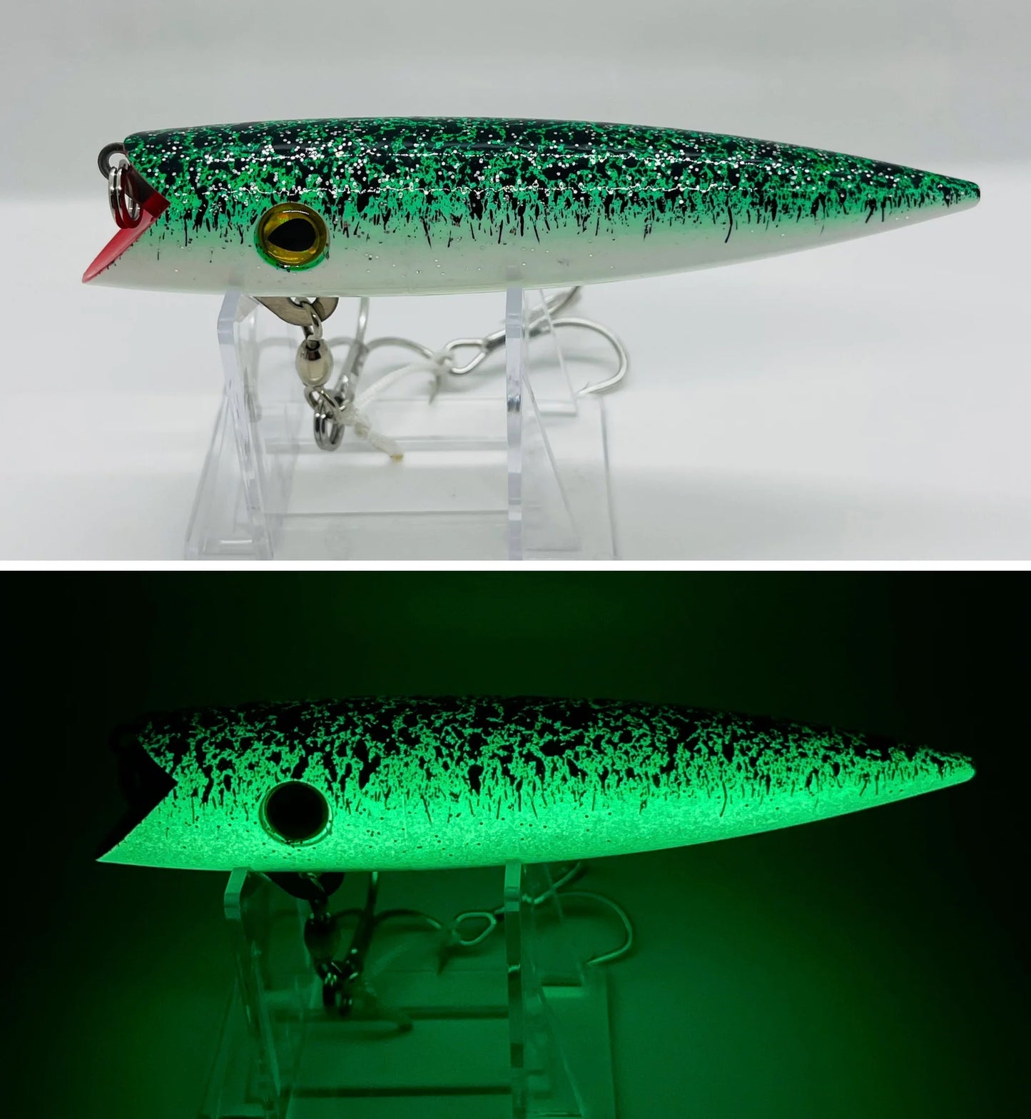 Gator Bait Full Boat Plug Green Splatterback
