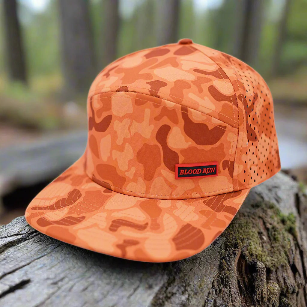 BLOOD RUN FIREBALL HUNTERS ORANGE CAMO SNAPBACK HAT
