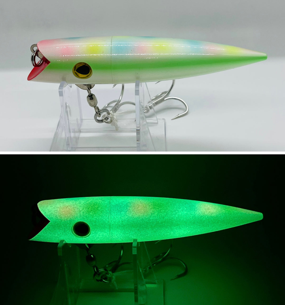 Gator Bait Full Boat Plug Glow MOP Lime Sides