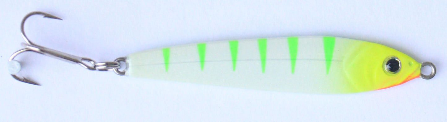 White River Tackle Luna Jigging Spoon 1oz Glow Ghost