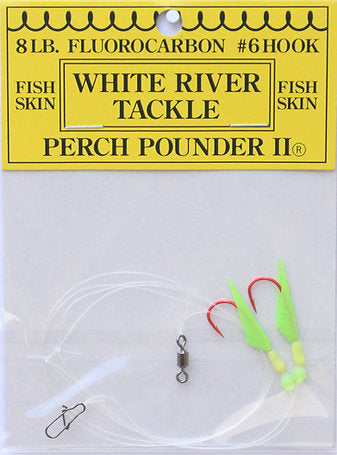 White River Tackle -Perch Pounder II Glow/Chartreuse Size 8 Hook PPII-#8h-02
