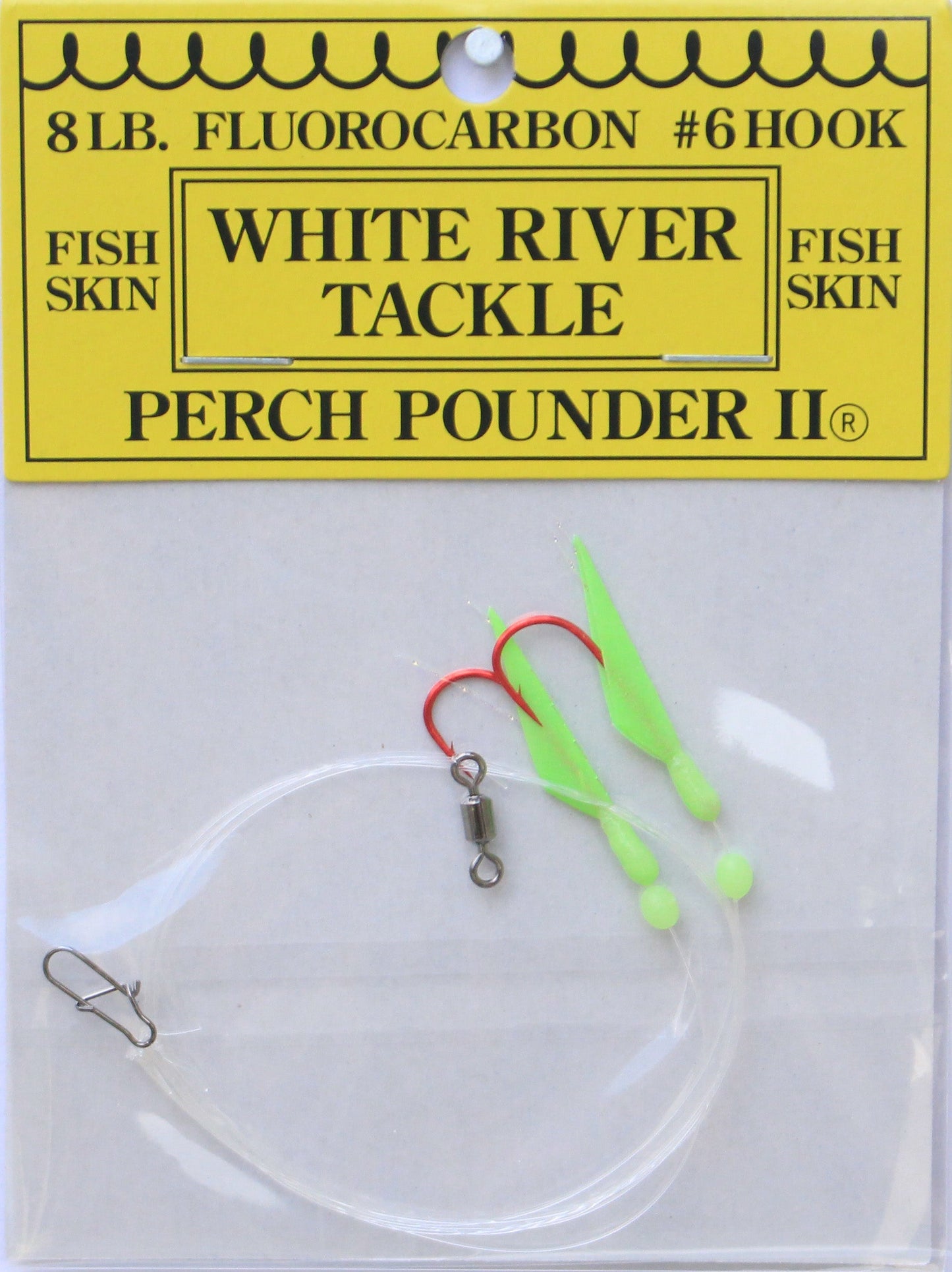 White River Tackle - Perch Pounder II Glow & Glow Size 6 Hook