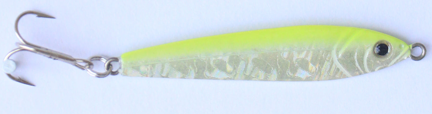 White River Tackle Luna Jigging Spoon 2 1/2oz Glow Silver