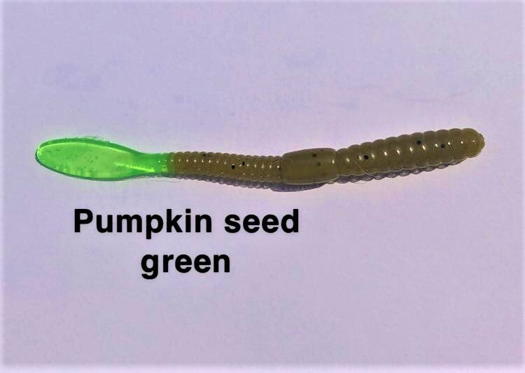 Boxer Baits Finesse Worms Pumpkin Seed Green
