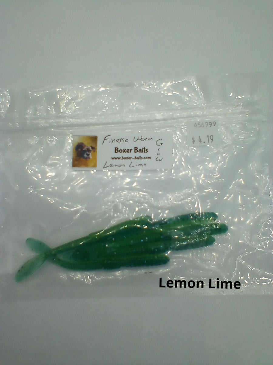 Boxer Baits Finesse Worms Lemon Lime – Tangled Tackle Co
