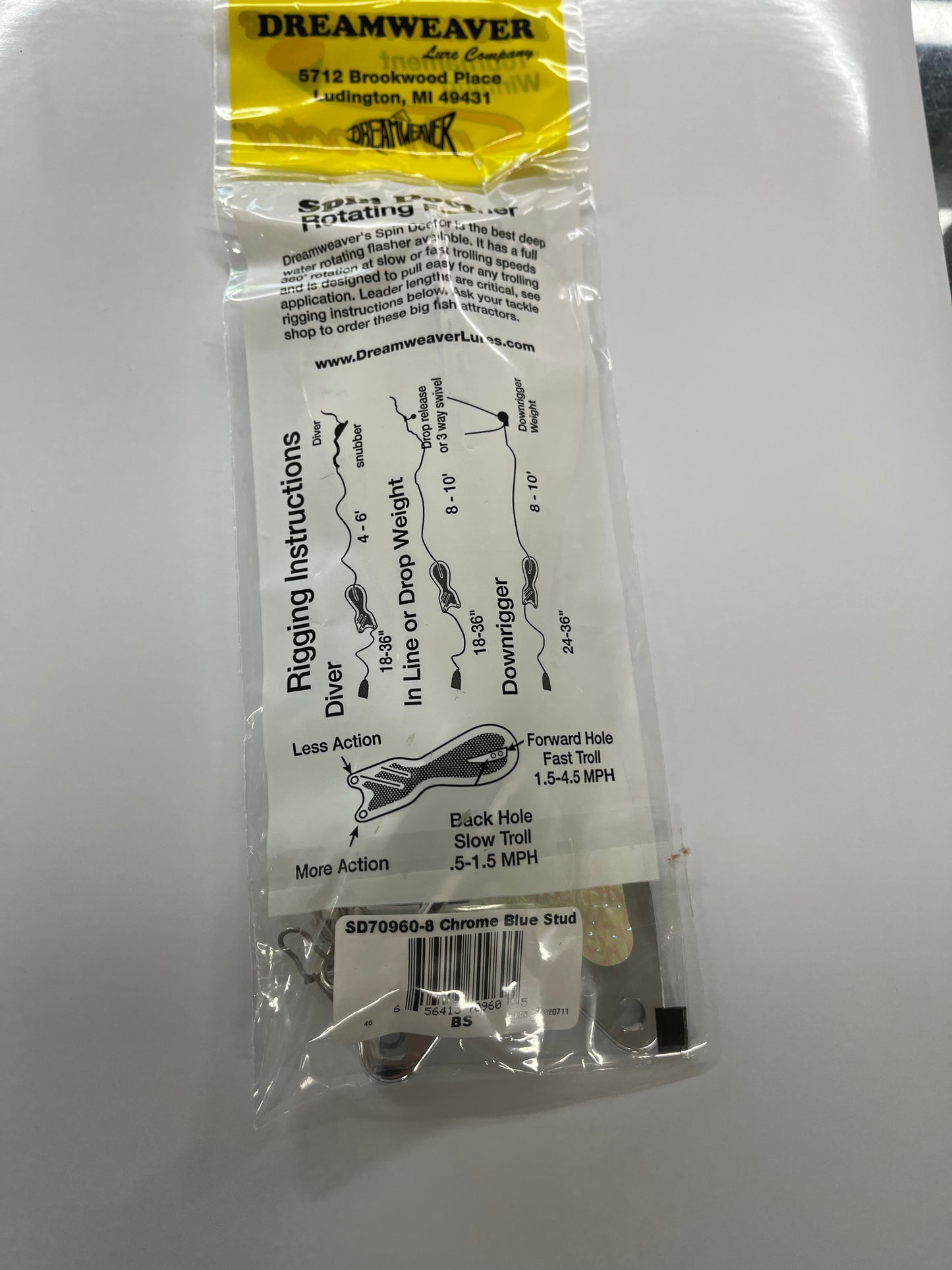 Dreamweaver Spindoctor Flasher Length 10" Chrome Blue Stud SD70960-10