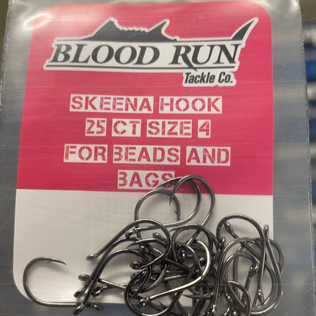 Blood Run Skeena Hook Sz:4 25Ct For Beads and Bags – Tangled Tackle Co