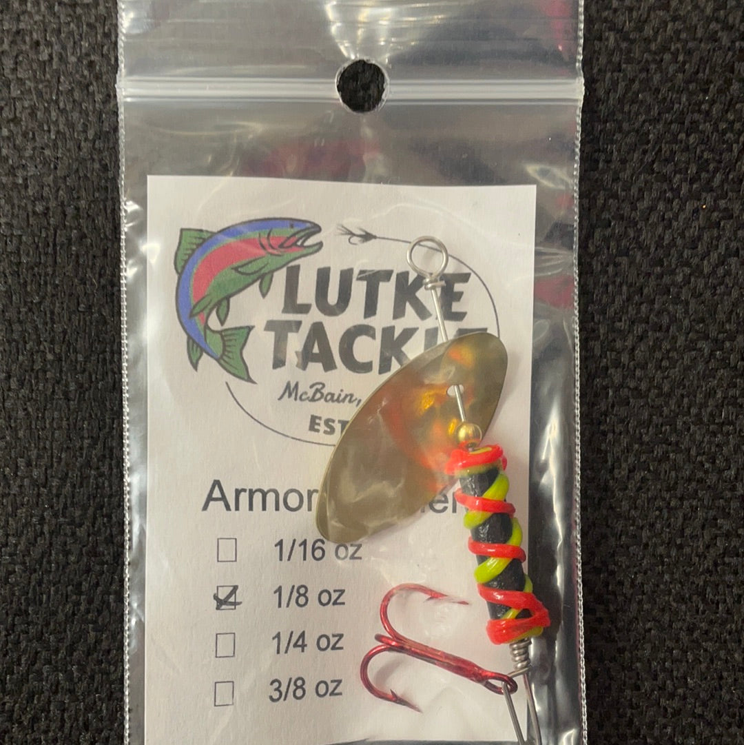 Lutke Tackle Black Red Char Armor Spinners 1/8oz