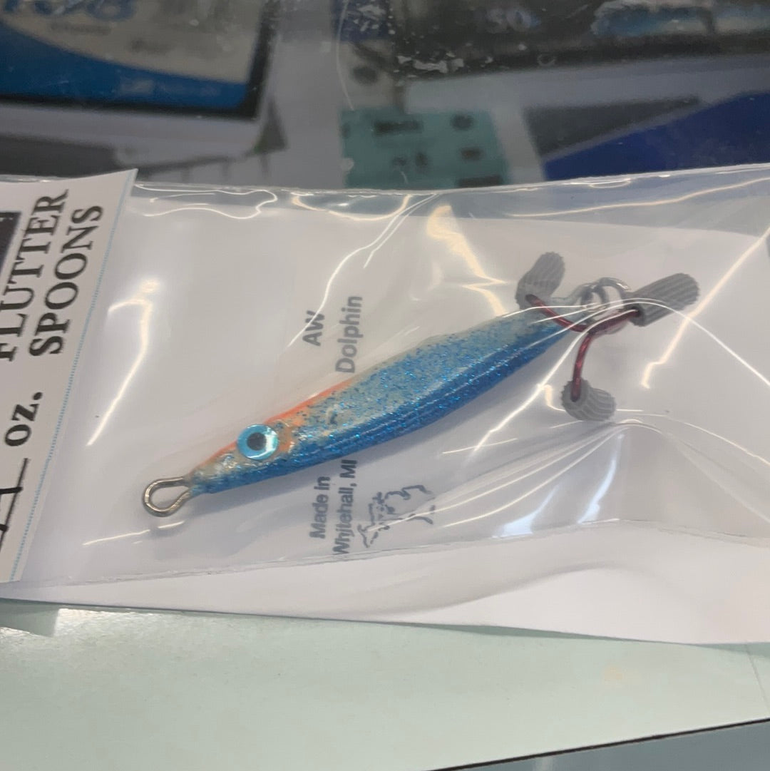 A & W Lures 1/4oz Flutter Spoon Dolphin