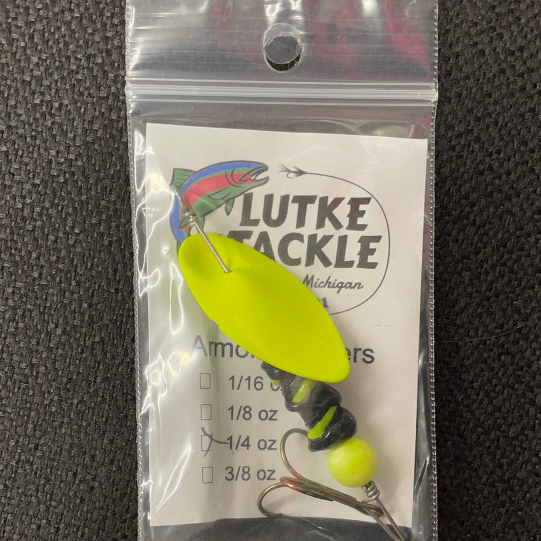 Lutke Tackle Black Char Armor Spinners 1/4 oz