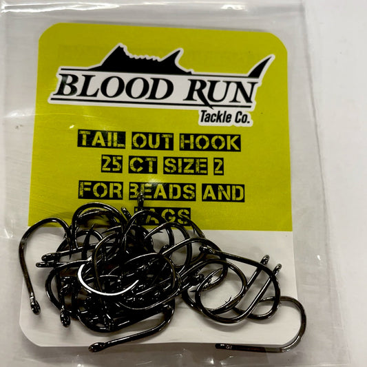 Blood Run Tail Out Hook Sz:2  25Ct For Beads and Bags