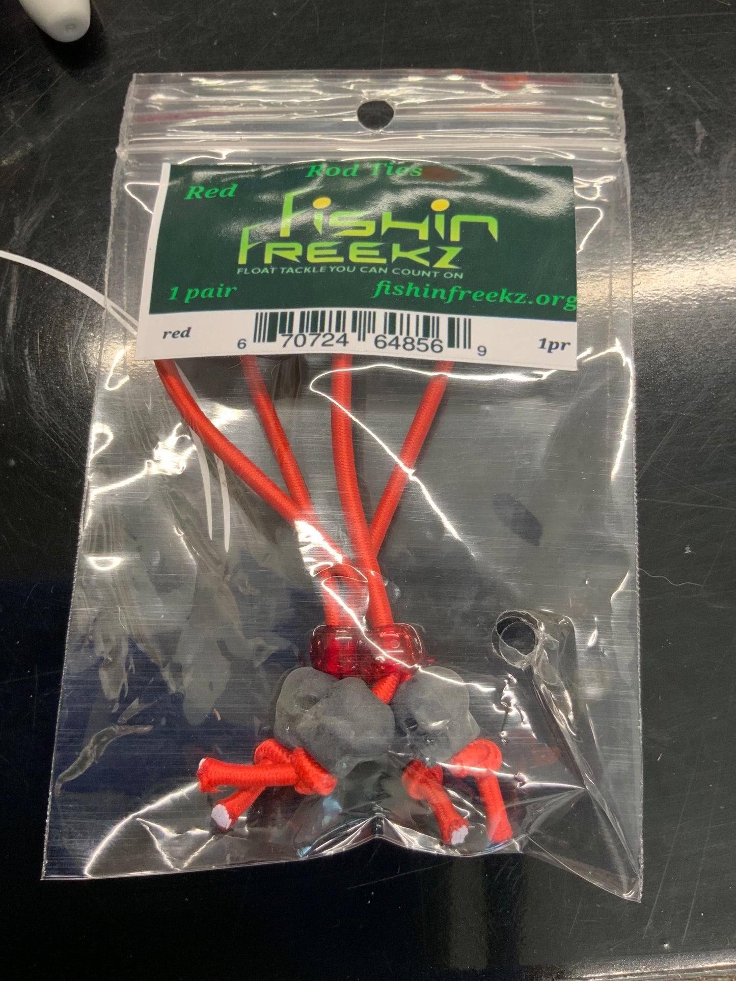 Fishin Freekz Rod TiesBlack Skulls Red Cord