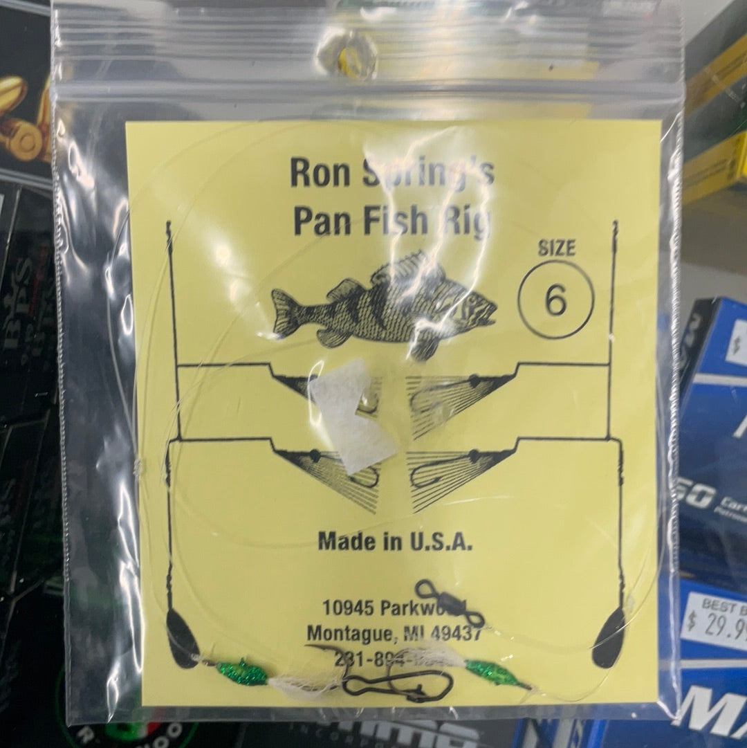 Ron Springs Pan Fish Rigs Size 6 chartreuse and white