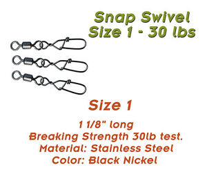 Torpedo Fishing Products Snap Swivels Size 1 75# 20 Pack S0011