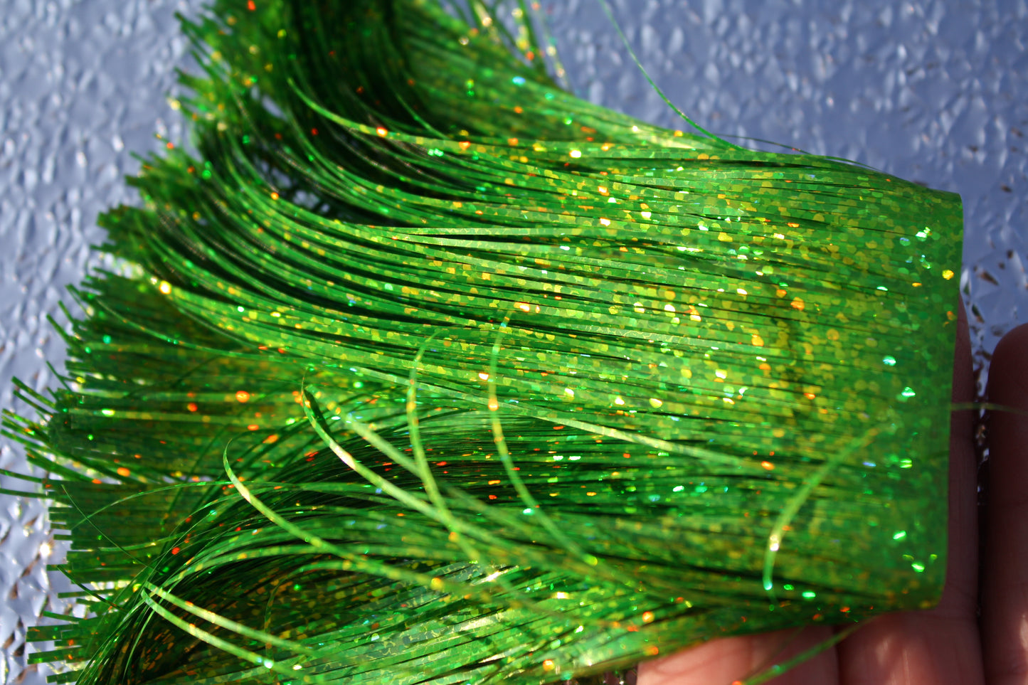 Purple Taco 4"Chartreuse Holographic Fish Scale 4″ Standard Cut