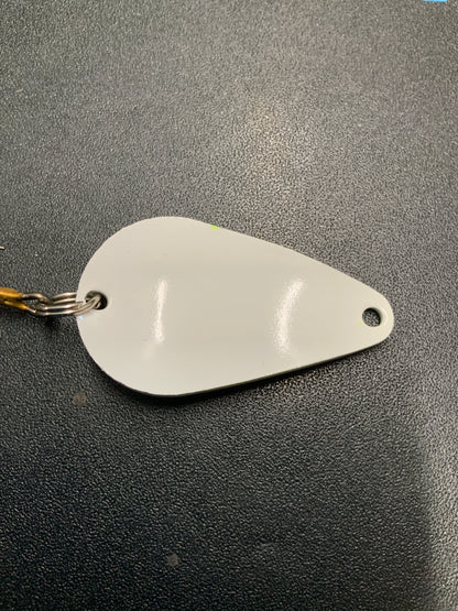 Dons Tackle Casting Spoon 1/2 oz Yellow White Stripe White Back