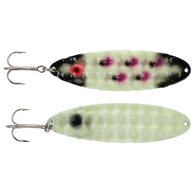 Moonshine Trolling Spoon Hammered Moonchips Raspberry Double V