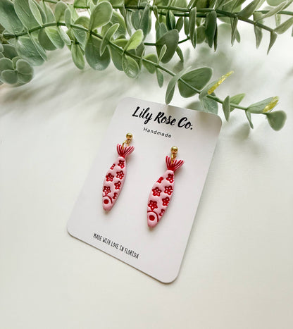 Coastal Fish Earrings / Pink and Red / Earrings for Her