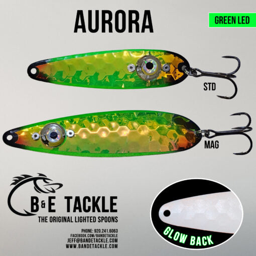 B&E Tackle Original Lighted Spoon Aurora LED: Green Light