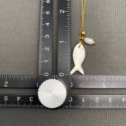 Shell Fish 18K Gold Plated Stainless Steel Necklace - FGS