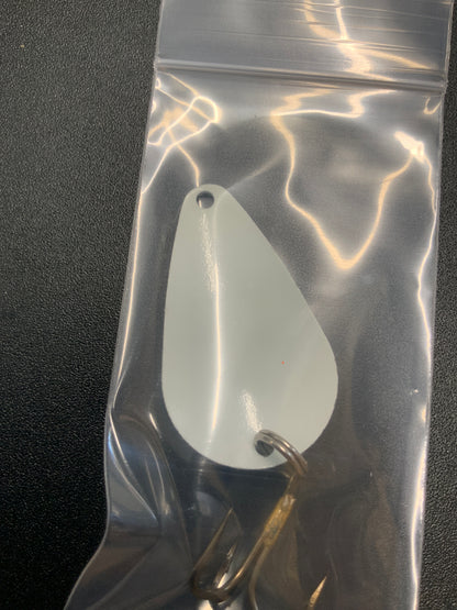 Dons Tackle Casting Spoon 1/2 oz Double White. Orange Spot