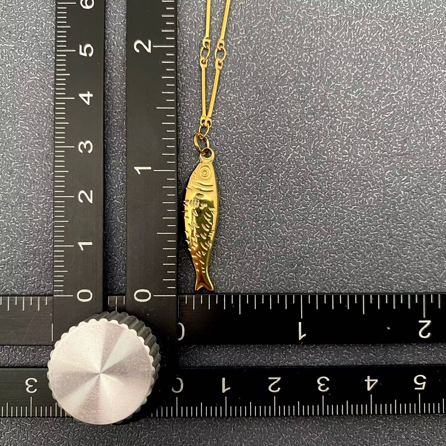 18K Gold Plated Stainless Steel Fish Charm Necklace - FGS