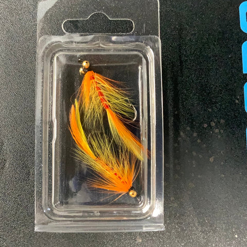 Orange Rooster Hackle Weighted Salmon Fly Sz6