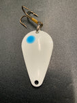 Dons Tackle Casting Spoon 1/2 oz Double White Blue Spot