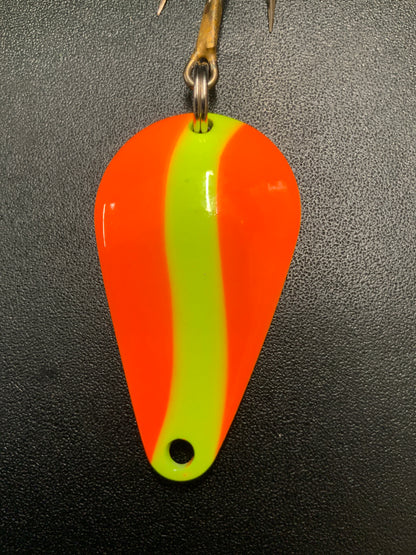 Dons Tackle Casting Spoon 1/2 oz Orange Yellow Stripe Yellow Back