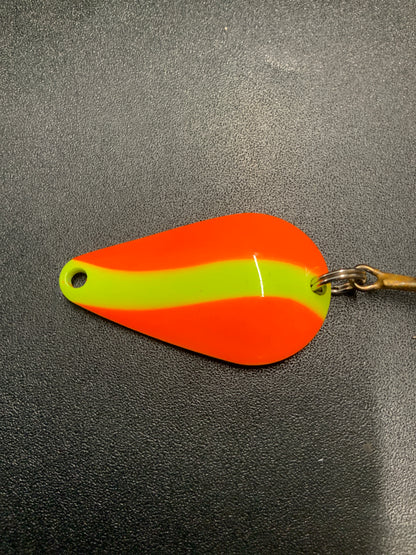 Dons Tackle Casting Spoon 1/2 oz Orange Yellow Stripe Yellow Back