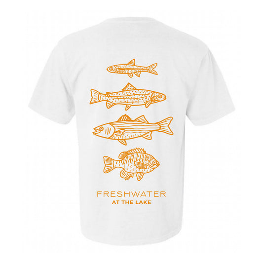 AT THE LAKE | Freshwater Fish Unisex Tee - White
