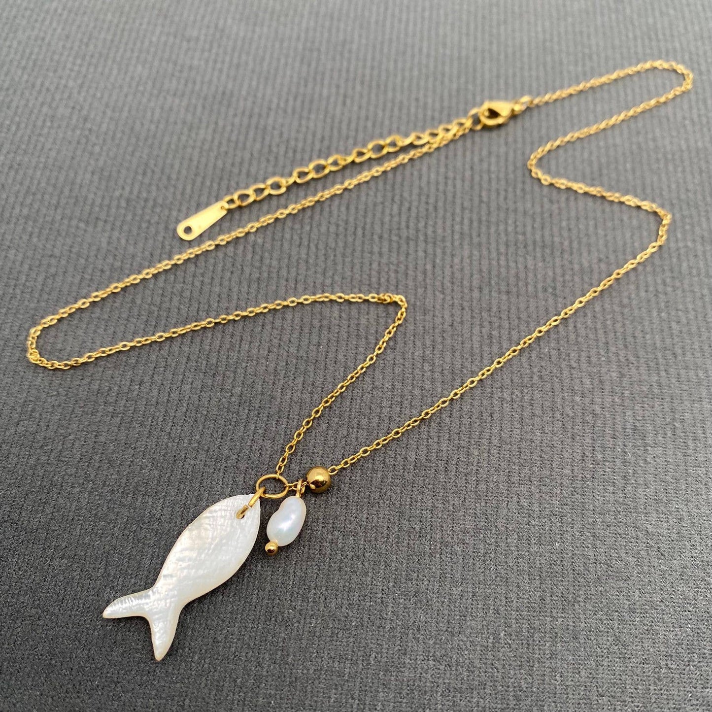 Shell Fish 18K Gold Plated Stainless Steel Necklace - FGS