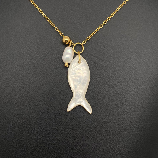 Shell Fish 18K Gold Plated Stainless Steel Necklace - FGS