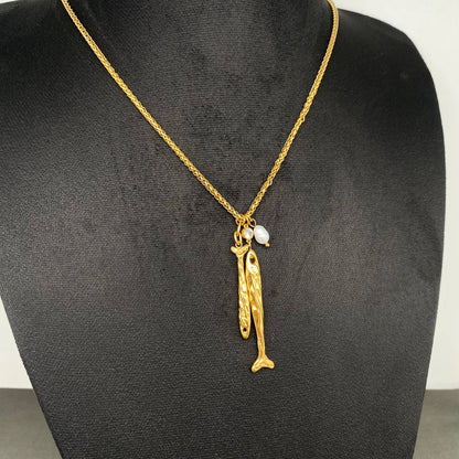 Double Fish Charm 18K Gold Plated S.Steel Necklace - FGS