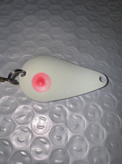 Dons Tackle Casting Spoon 1/2 oz Double White Red Spot