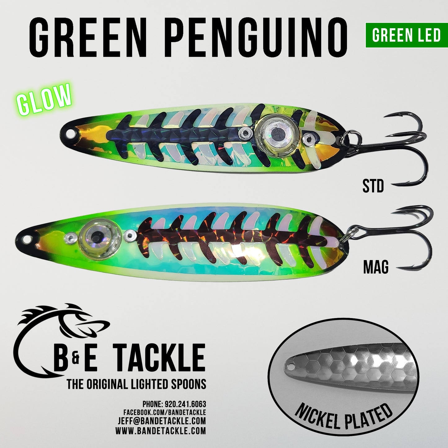 B&E Tackle Original Lighted Spoon Green Penguino LED: Green Light