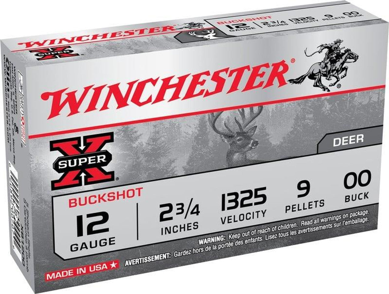 Winchester Super-X 12 Gauge 2.75" 9 Pellets 00 Buck Shot | 5 Rounds