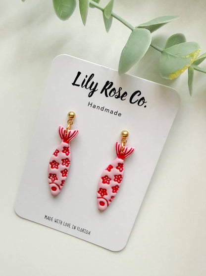 Coastal Fish Earrings / Pink and Red / Earrings for Her