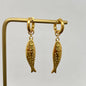 Fish Charm 18K Gold Plated S.Steel Huggie Earrings - FGS
