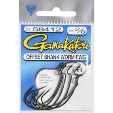 Gamakatsu Offset Shank Worm Size 2/0 Qty 6