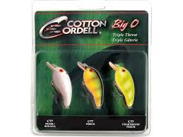 Cotton Cordell 3 Pack Big O Crankbait C77 Perch, Pearl/Red Eye, Chartreuse Perch