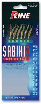 P-Line Sabiki Rigs Red Hooks Fluorocarbon Sz 10