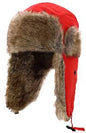 Warm Fur Trapper Ski Hat Russian Ushanka Winter Hats Winter Cap RED
