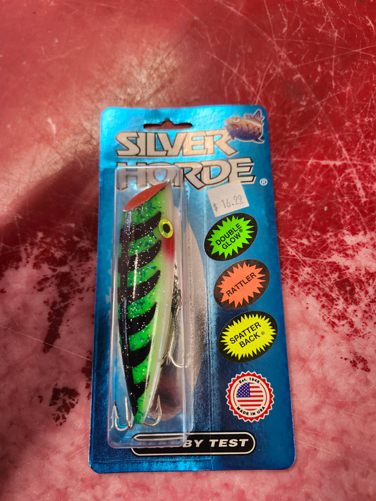 Silver Horde 5 w/Rattle Glow Green Spatter Back Black Ladder