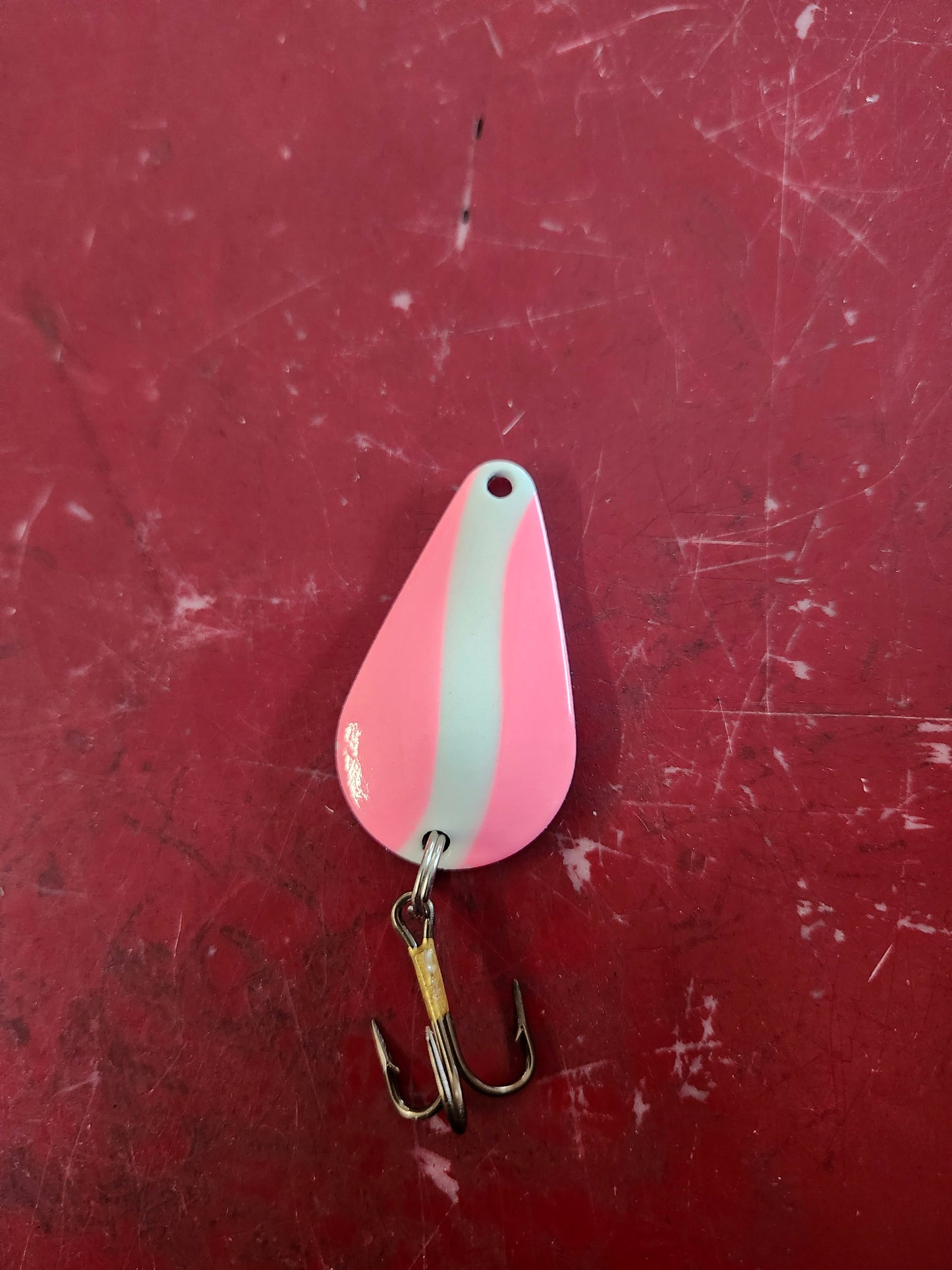 Dons Tackle Casting Spoon 1/2 oz Pink White Stripe White Back